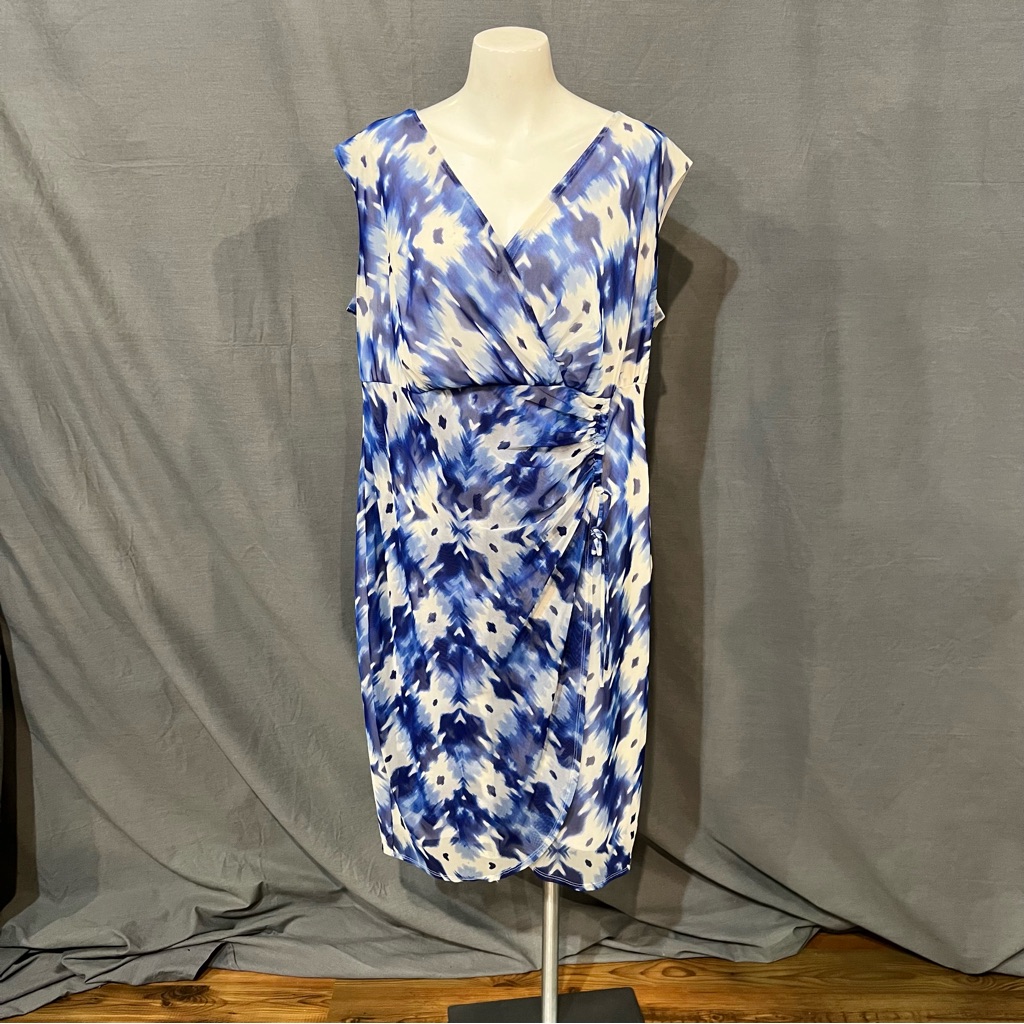 Alfani Blue And White Patterned Midi Dress